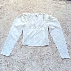 Topshop off white crop top with slightly puffy long sleeves US2 UK6